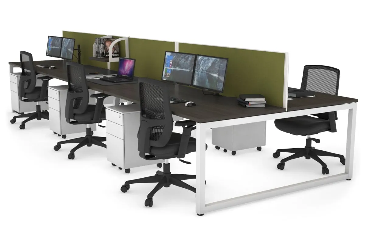 Quadro Loop Legs 6 Person Office Workstation [1800L x 800W with Cable Scallop]