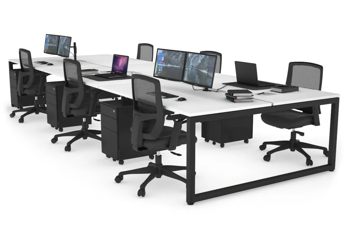 Quadro Loop Legs 6 Person Office Workstation [1800L x 800W with Cable Scallop]