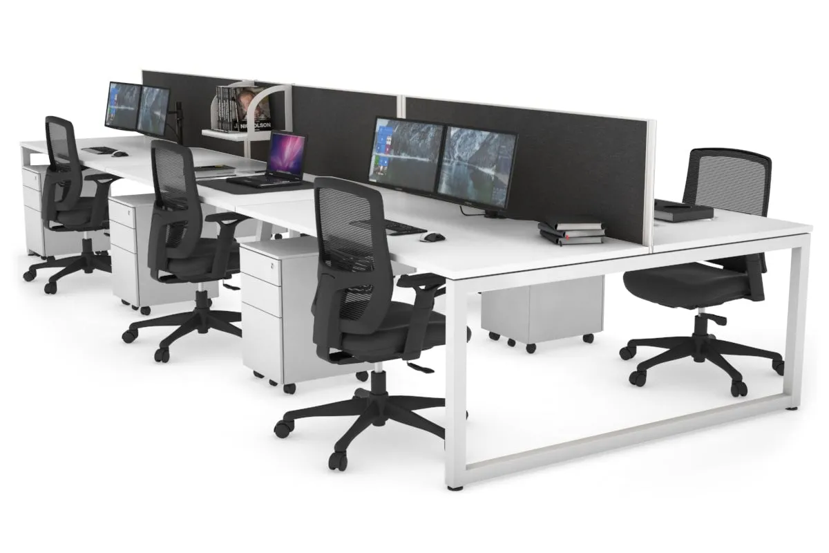 Quadro Loop Legs 6 Person Office Workstation [1800L x 800W with Cable Scallop]