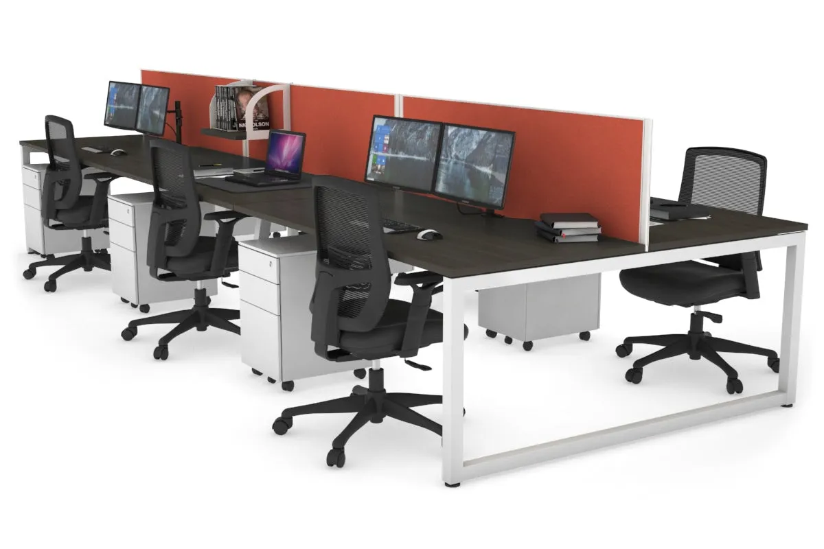 Quadro Loop Legs 6 Person Office Workstation [1800L x 800W with Cable Scallop]