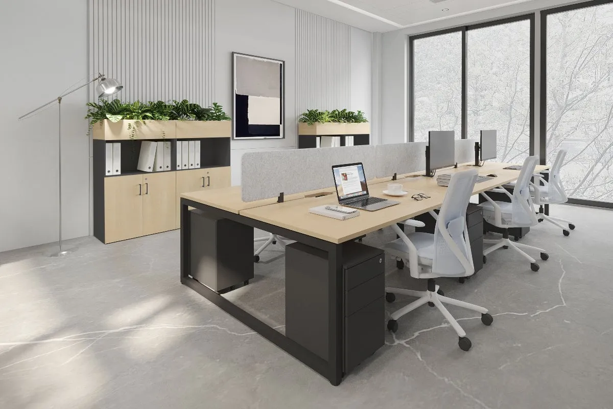 Quadro Loop Legs 6 Person Office Workstation [1800L x 800W with Cable Scallop]