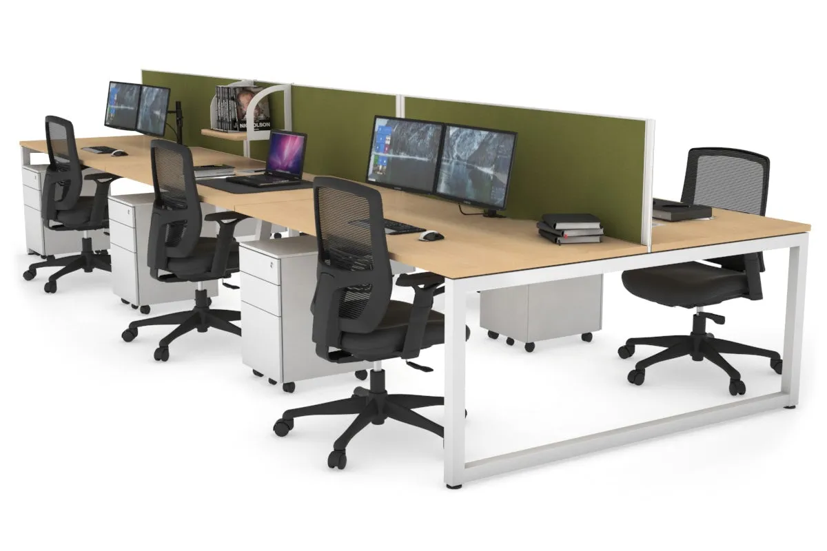 Quadro Loop Legs 6 Person Office Workstation [1800L x 800W with Cable Scallop]
