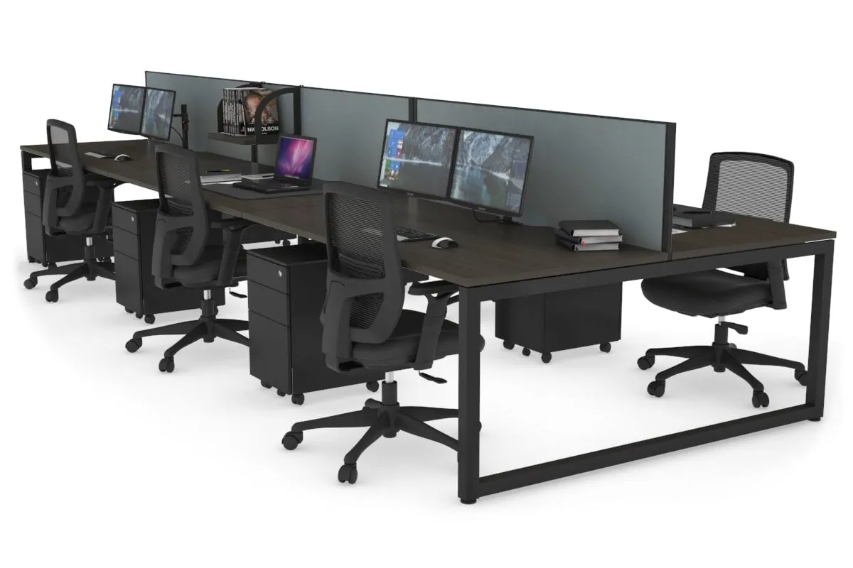 Quadro Loop Legs 6 Person Office Workstation [1800L x 800W with Cable Scallop]