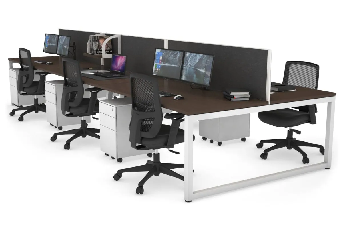 Quadro Loop Legs 6 Person Office Workstation [1800L x 800W with Cable Scallop]