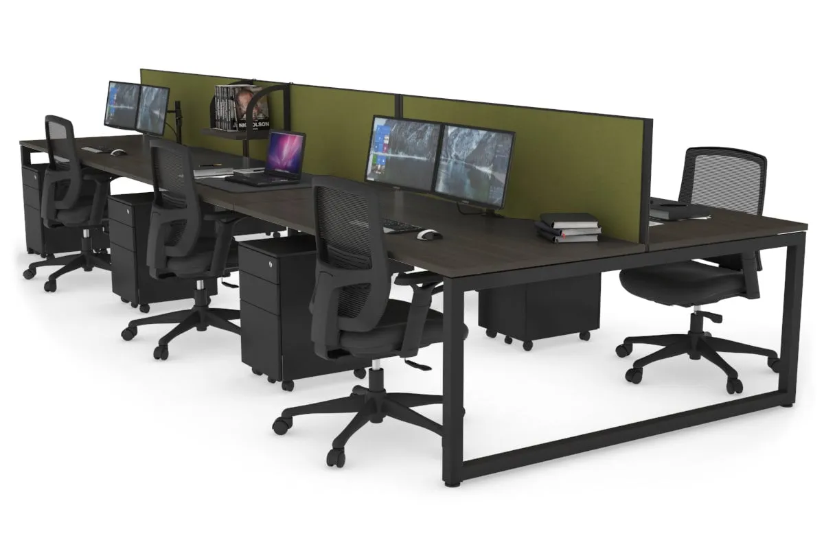 Quadro Loop Legs 6 Person Office Workstation [1800L x 800W with Cable Scallop]