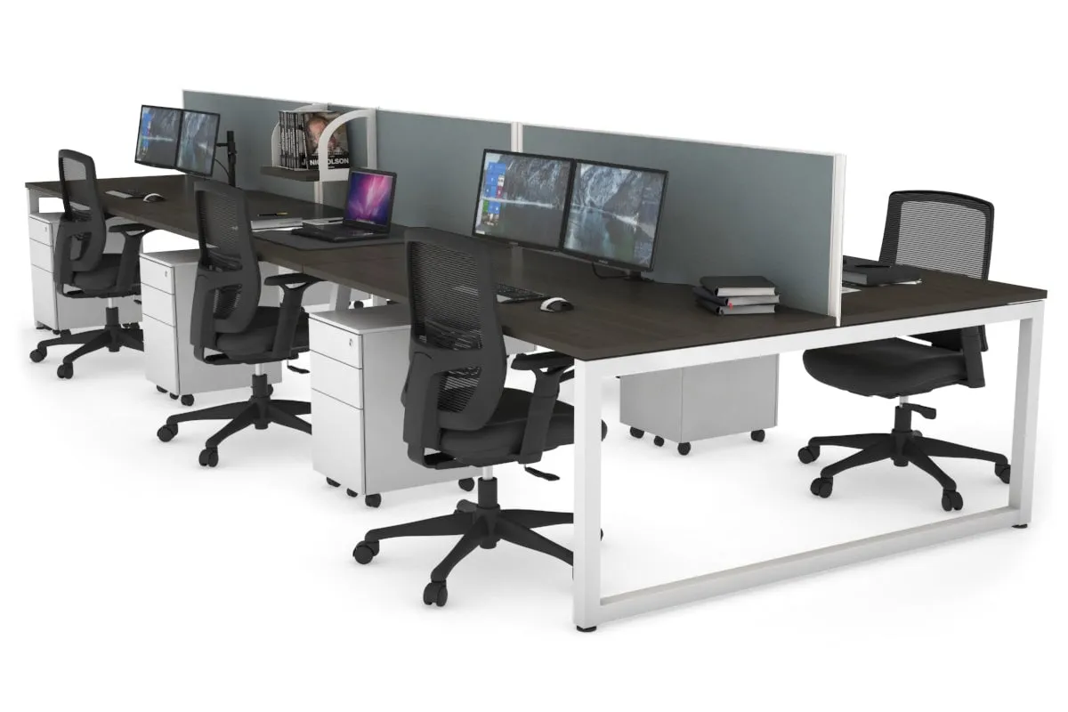 Quadro Loop Legs 6 Person Office Workstation [1800L x 800W with Cable Scallop]