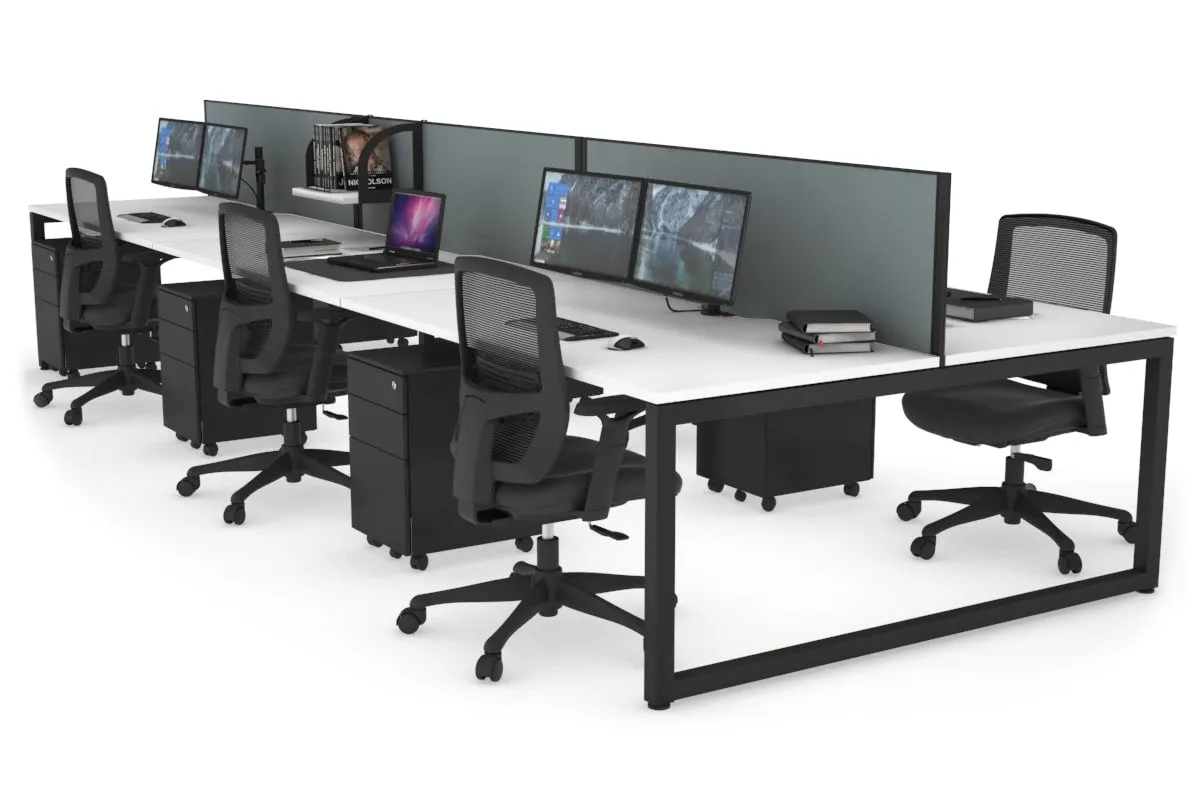 Quadro Loop Legs 6 Person Office Workstation [1800L x 800W with Cable Scallop]