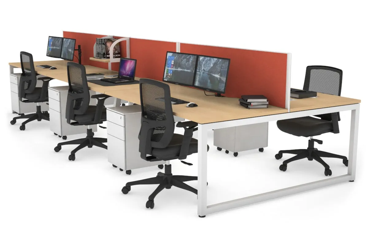 Quadro Loop Legs 6 Person Office Workstation [1800L x 800W with Cable Scallop]