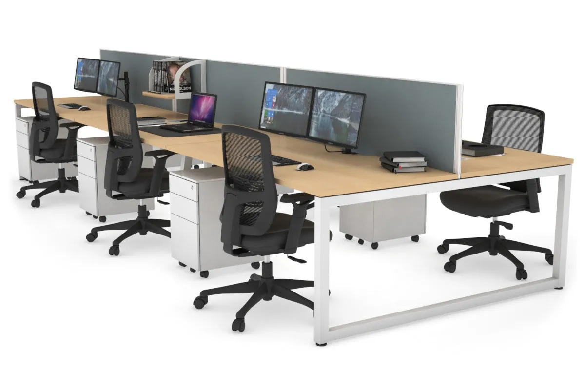 Quadro Loop Legs 6 Person Office Workstation [1800L x 800W with Cable Scallop]