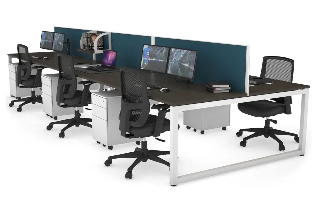 Quadro Loop Legs 6 Person Office Workstation [1800L x 800W with Cable Scallop]