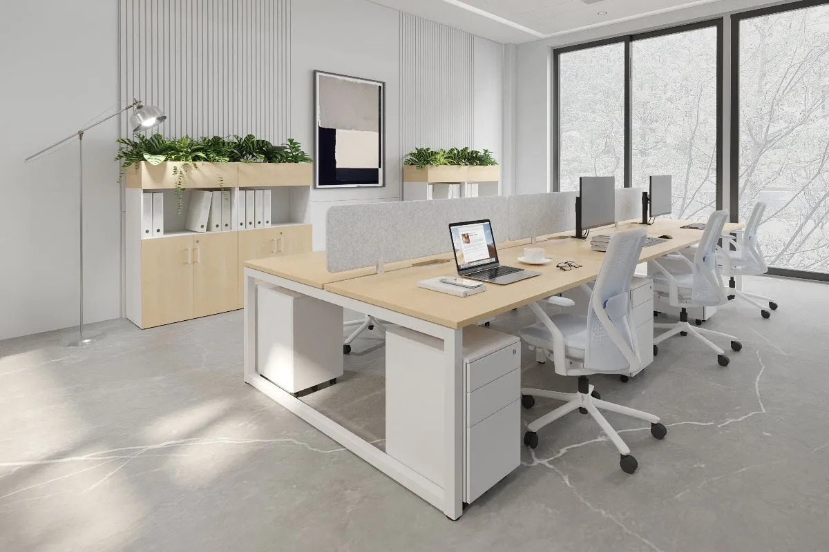 Quadro Loop Legs 6 Person Office Workstation [1800L x 800W with Cable Scallop]