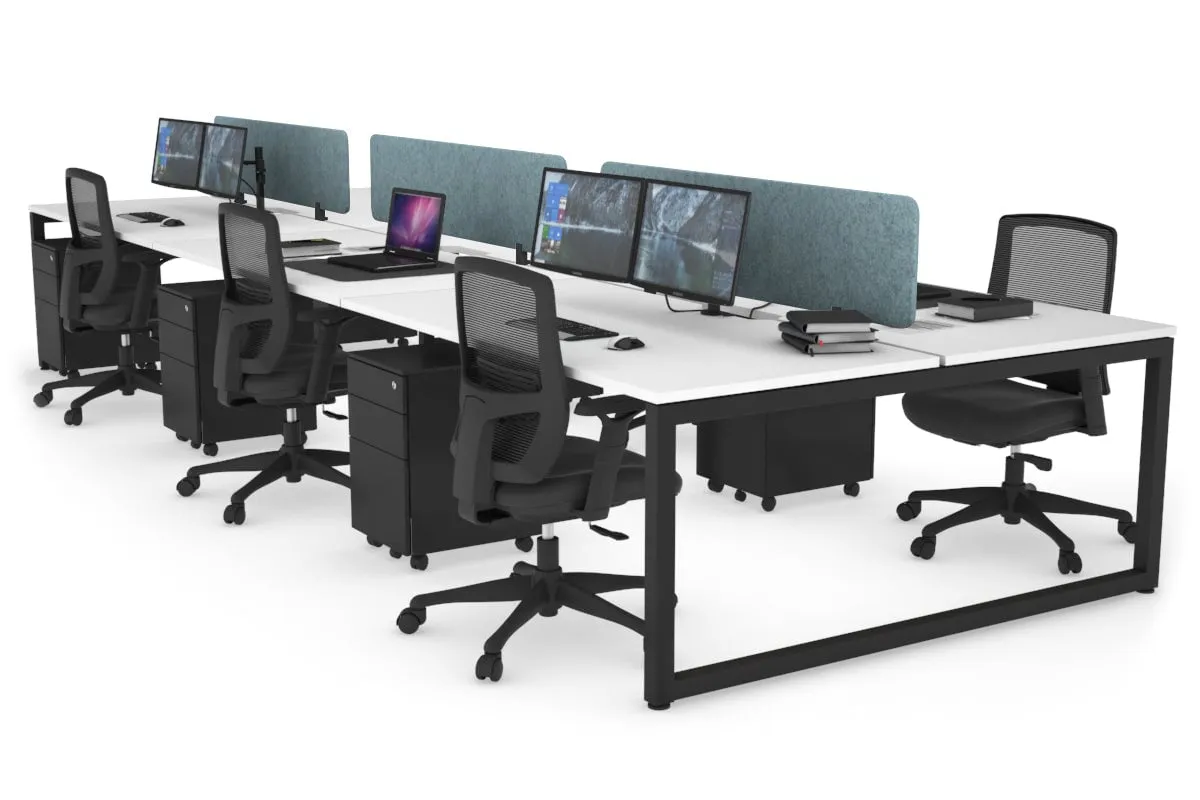 Quadro Loop Legs 6 Person Office Workstation [1800L x 800W with Cable Scallop]