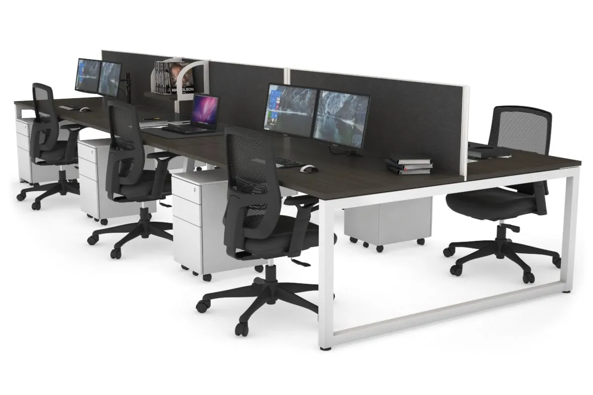 Quadro Loop Legs 6 Person Office Workstation [1800L x 800W with Cable Scallop]