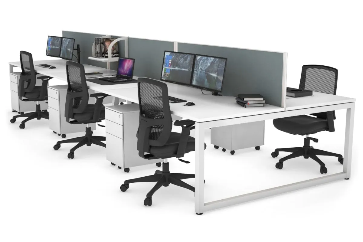 Quadro Loop Legs 6 Person Office Workstation [1800L x 800W with Cable Scallop]