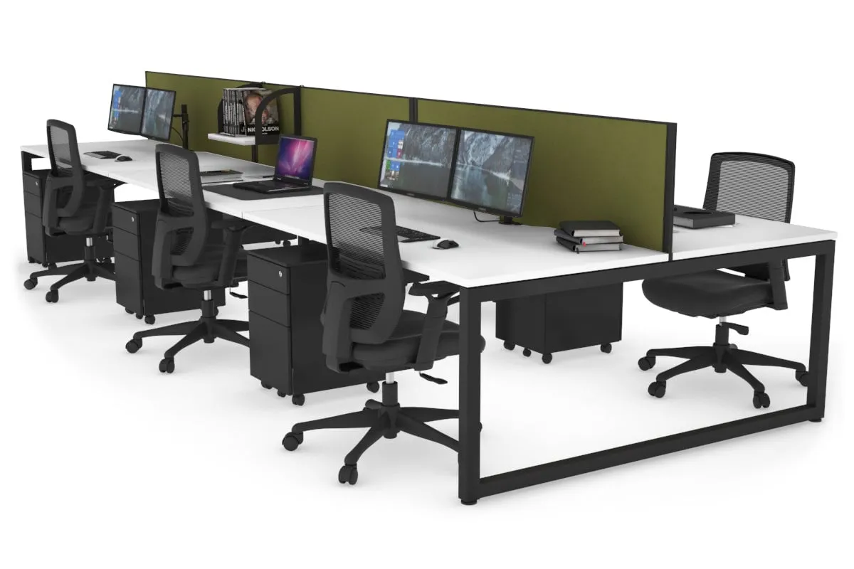 Quadro Loop Legs 6 Person Office Workstation [1800L x 800W with Cable Scallop]