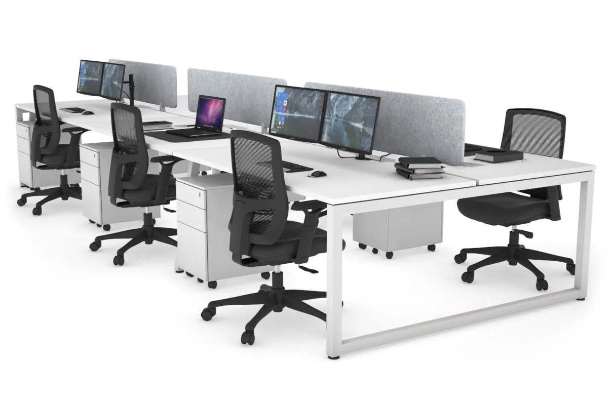 Quadro Loop Legs 6 Person Office Workstation [1800L x 800W with Cable Scallop]
