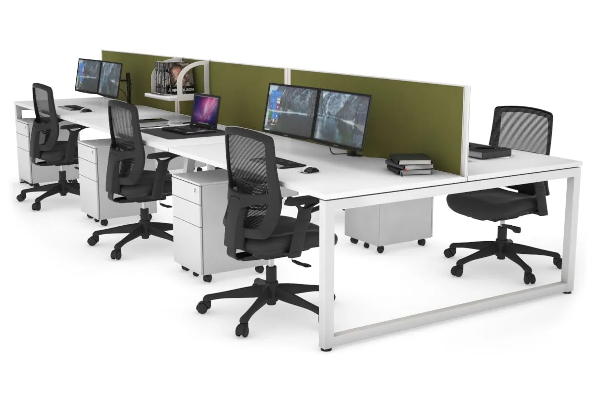 Quadro Loop Legs 6 Person Office Workstation [1800L x 800W with Cable Scallop]