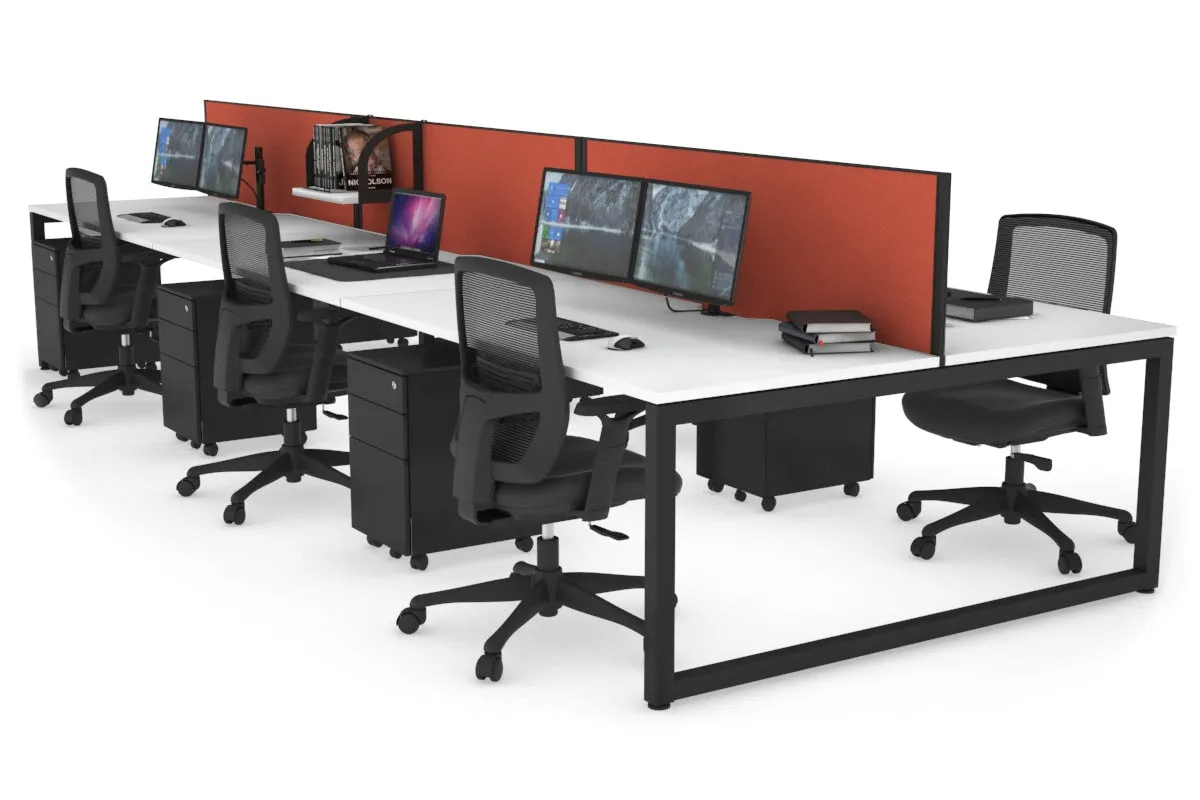 Quadro Loop Legs 6 Person Office Workstation [1800L x 800W with Cable Scallop]