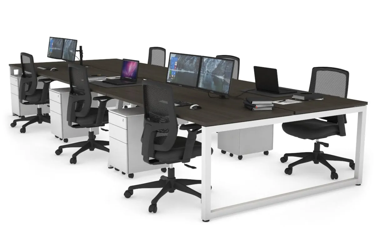 Quadro Loop Legs 6 Person Office Workstation [1800L x 800W with Cable Scallop]