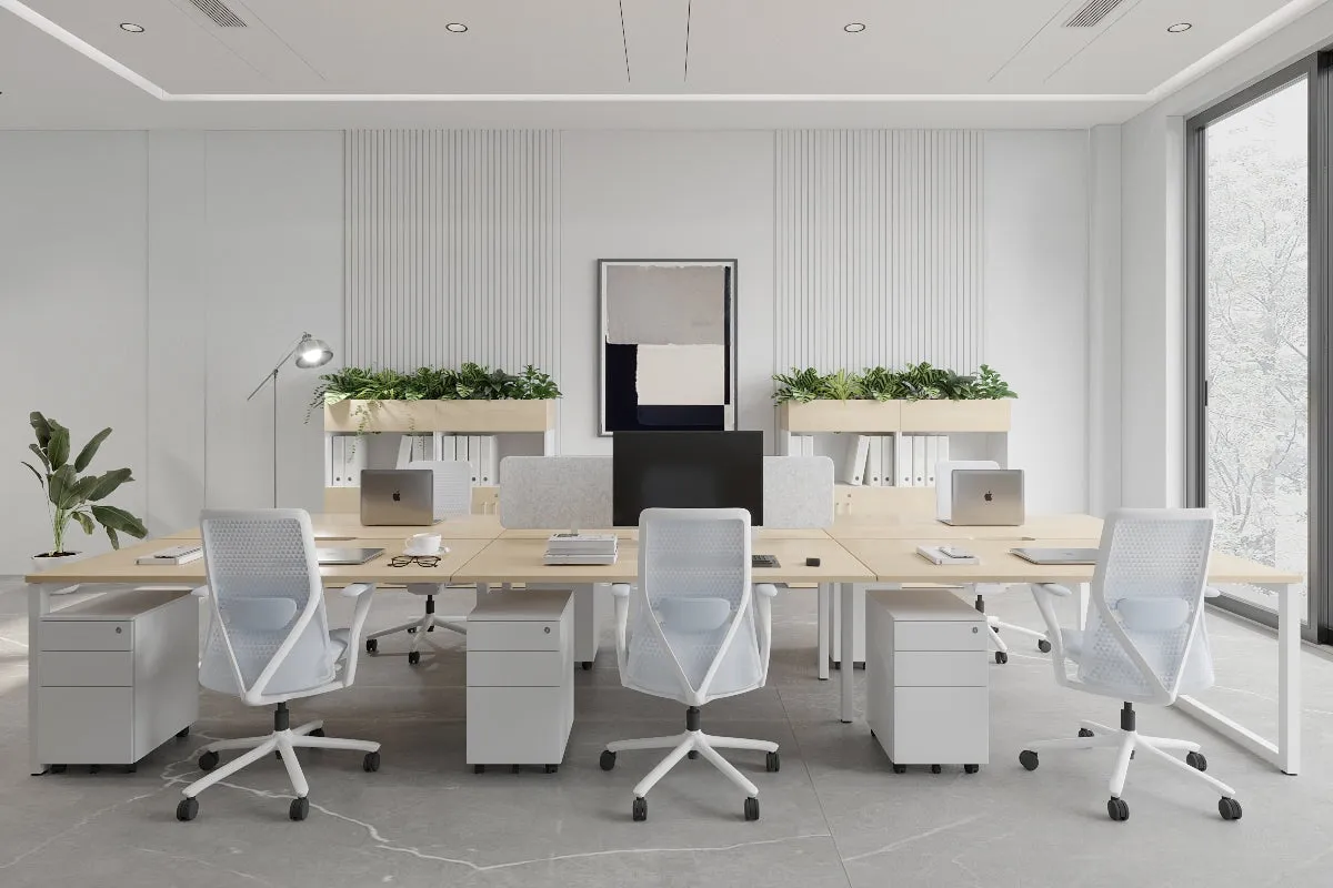 Quadro Loop Legs 6 Person Office Workstation [1800L x 800W with Cable Scallop]
