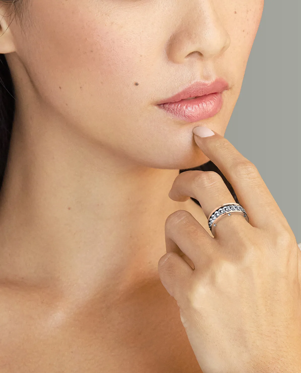 Ready to Ship - KENSINGTON Two Tone Gold Cuban Link Ring
