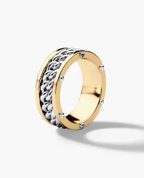Ready to Ship - KENSINGTON Two Tone Gold Cuban Link Ring