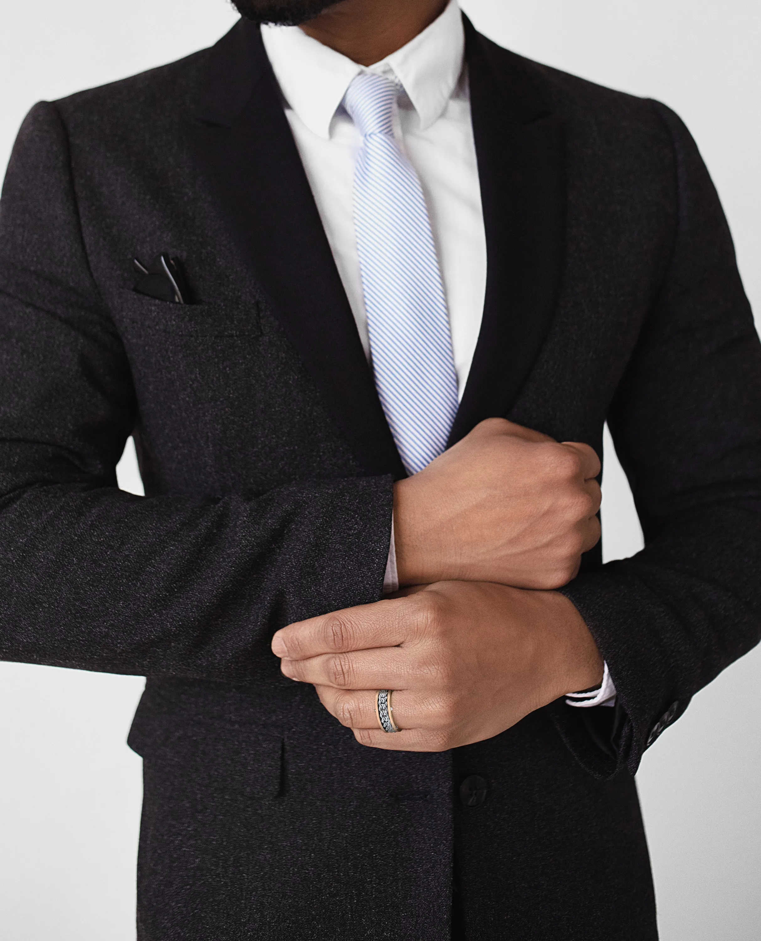 Ready to Ship - KENSINGTON Two Tone Gold Cuban Link Ring