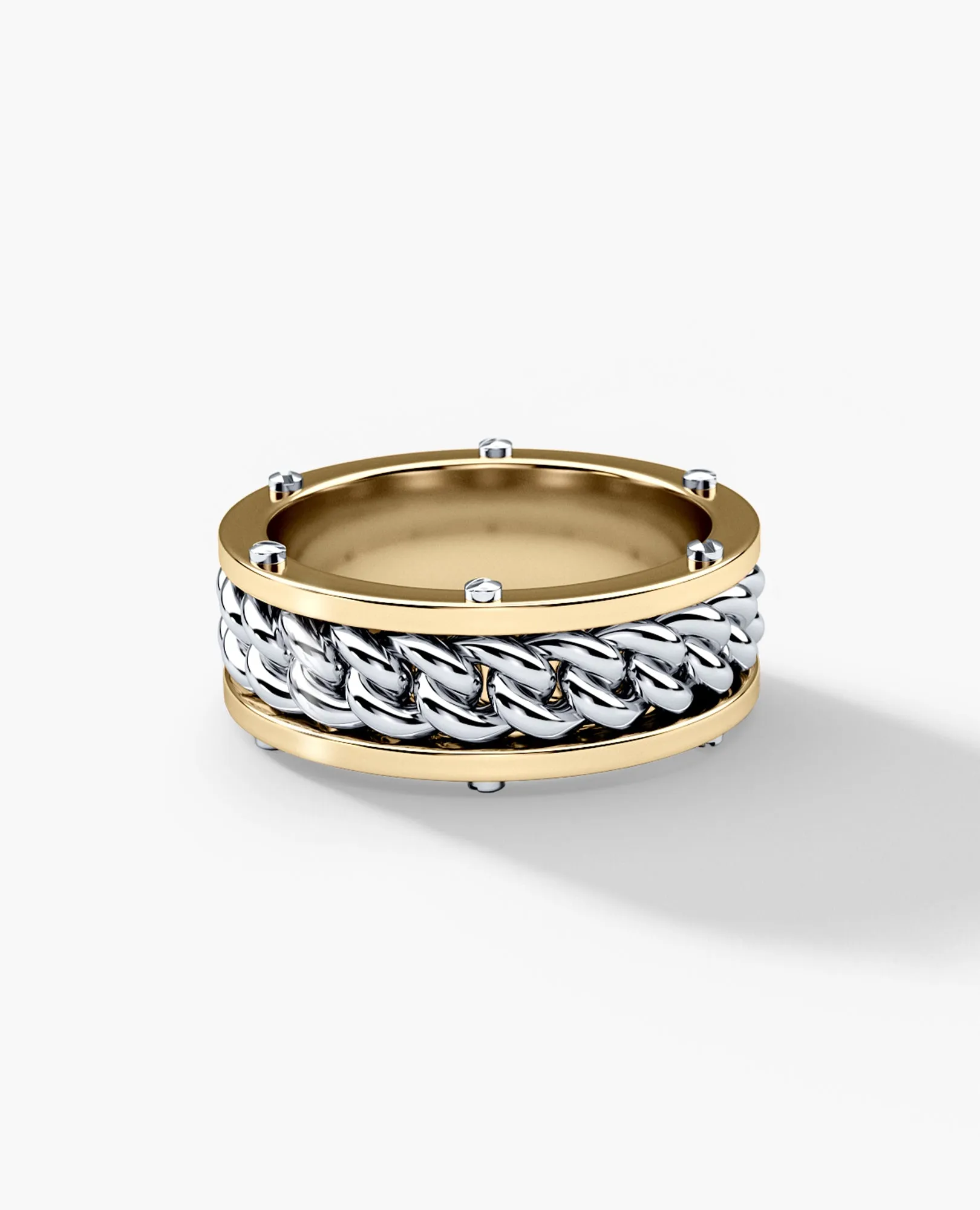 Ready to Ship - KENSINGTON Two Tone Gold Cuban Link Ring