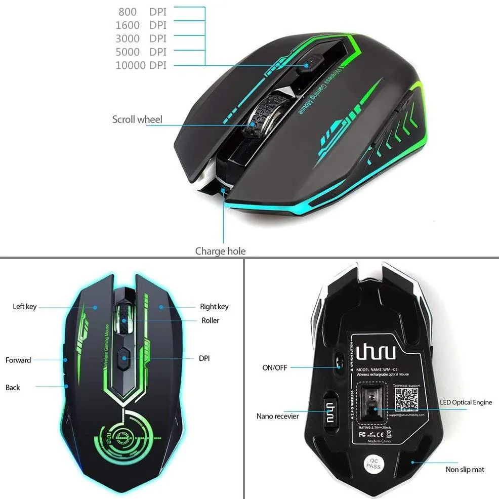 Rechargeable USB Wireless Gaming Mouse