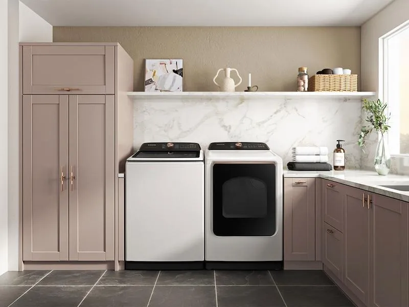 Samsung DVG55CG7500E 7.4 cu. ft. Smart Gas Dryer with Steam Sanitize  in Ivory