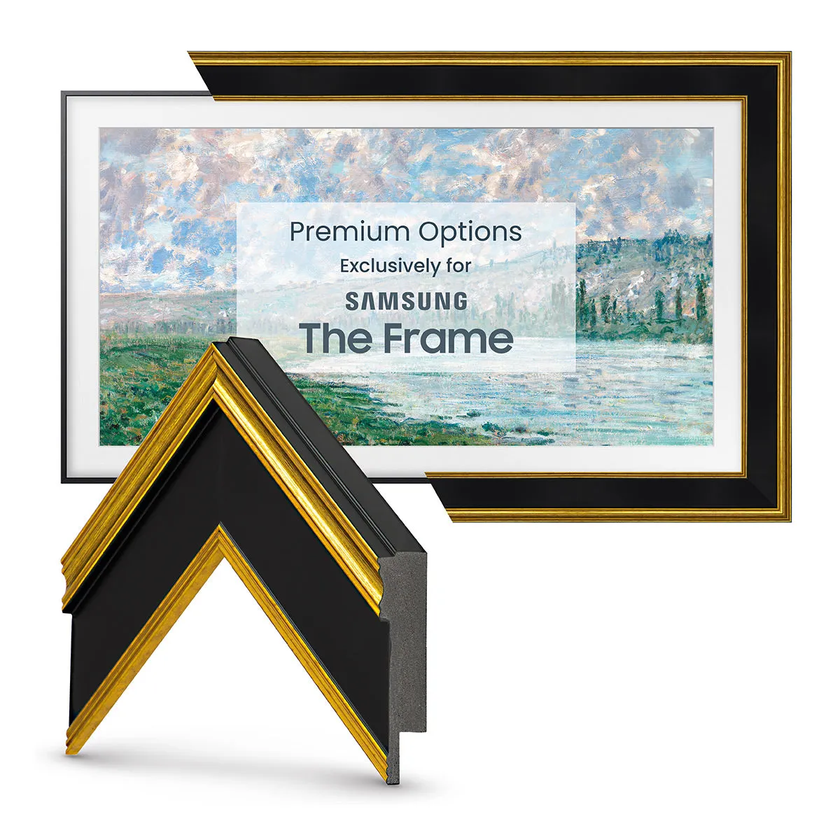Samsung The Frame 55" QLED HDR Smart TV (2024) with Deco TV 55" Customizable Frame (Antique Gold & Black)