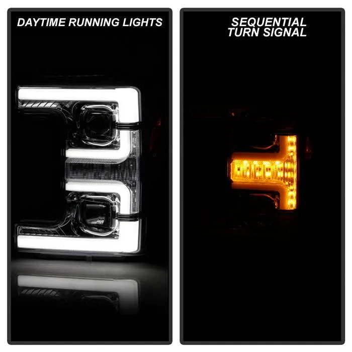 Spyder F250 F350 F450 Super Duty 17-18 SEQ Headlights Chrome
