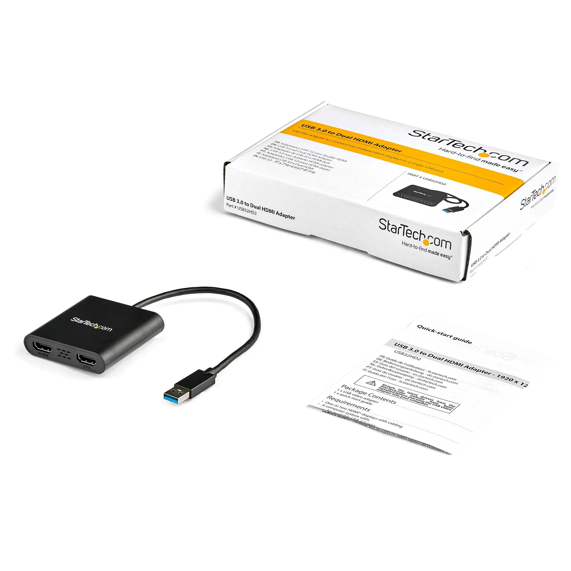 Startech.com USB 3.0 to Dual HDMI Adapter, 2 Monitor External Graphics Card