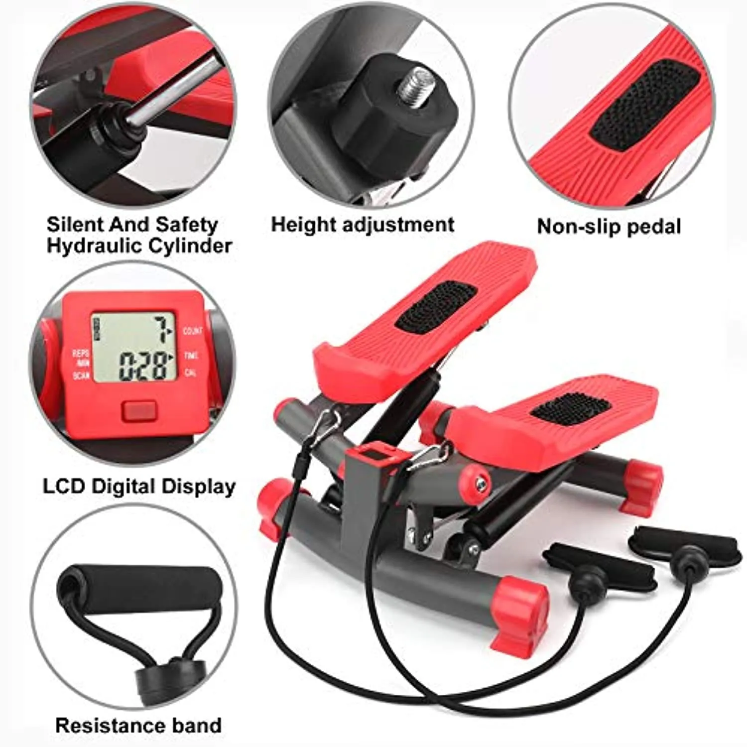 Stepper with Resistance Bands Fitness Equipment for Indoor