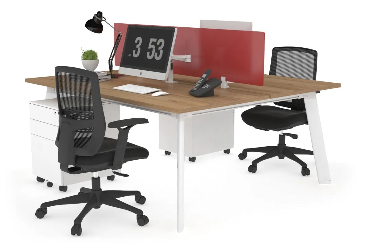 Switch - 2 Person Workstation White Frame [1400L x 800W with Cable Scallop]