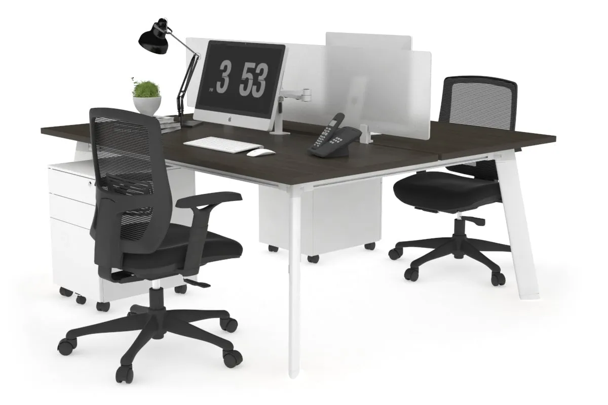 Switch - 2 Person Workstation White Frame [1800L x 800W with Cable Scallop]