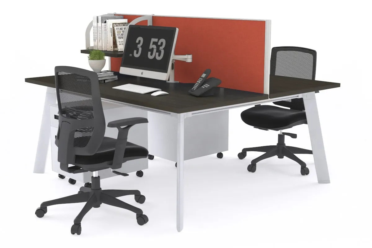 Switch - 2 Person Workstation White Frame [1800L x 800W with Cable Scallop]