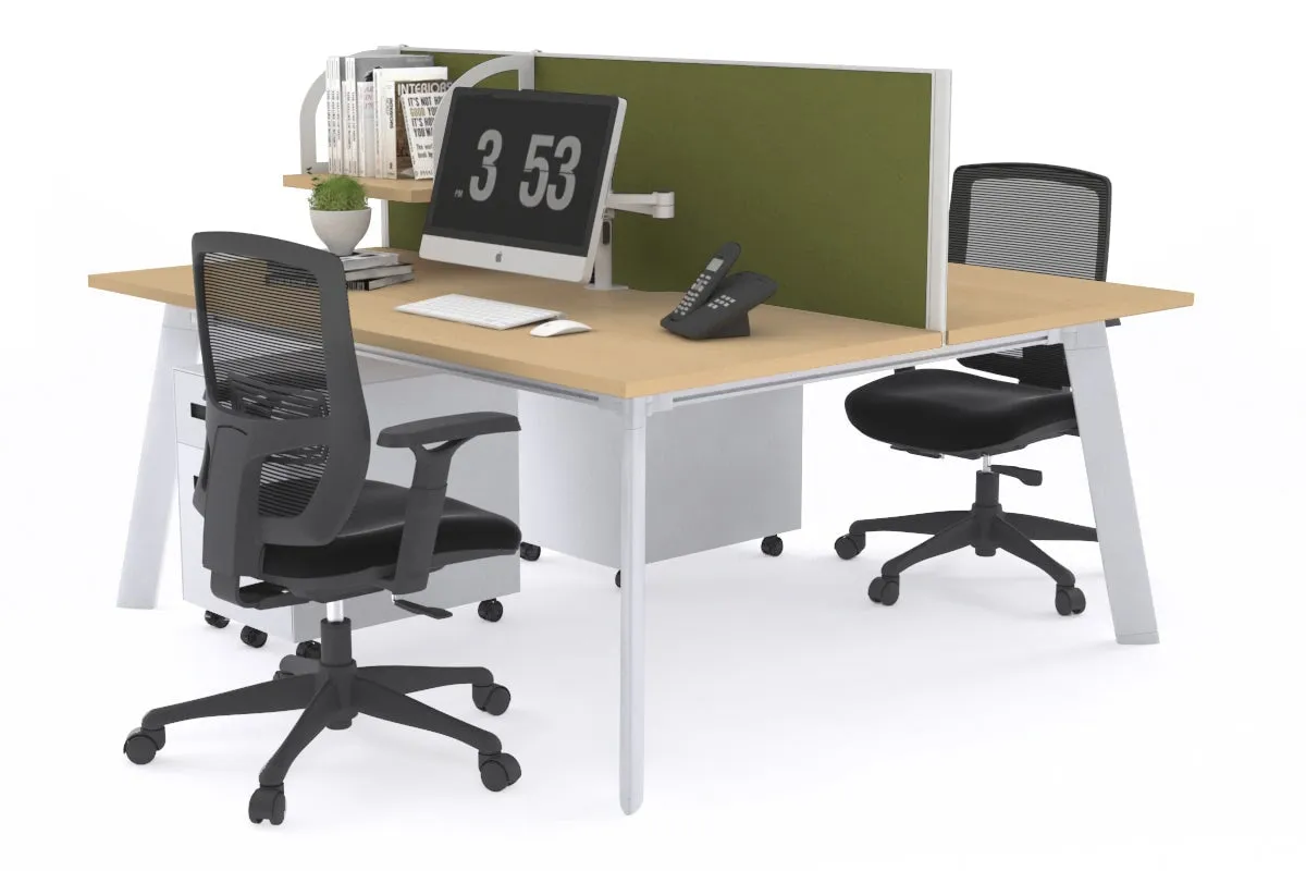 Switch - 2 Person Workstation White Frame [1800L x 800W with Cable Scallop]