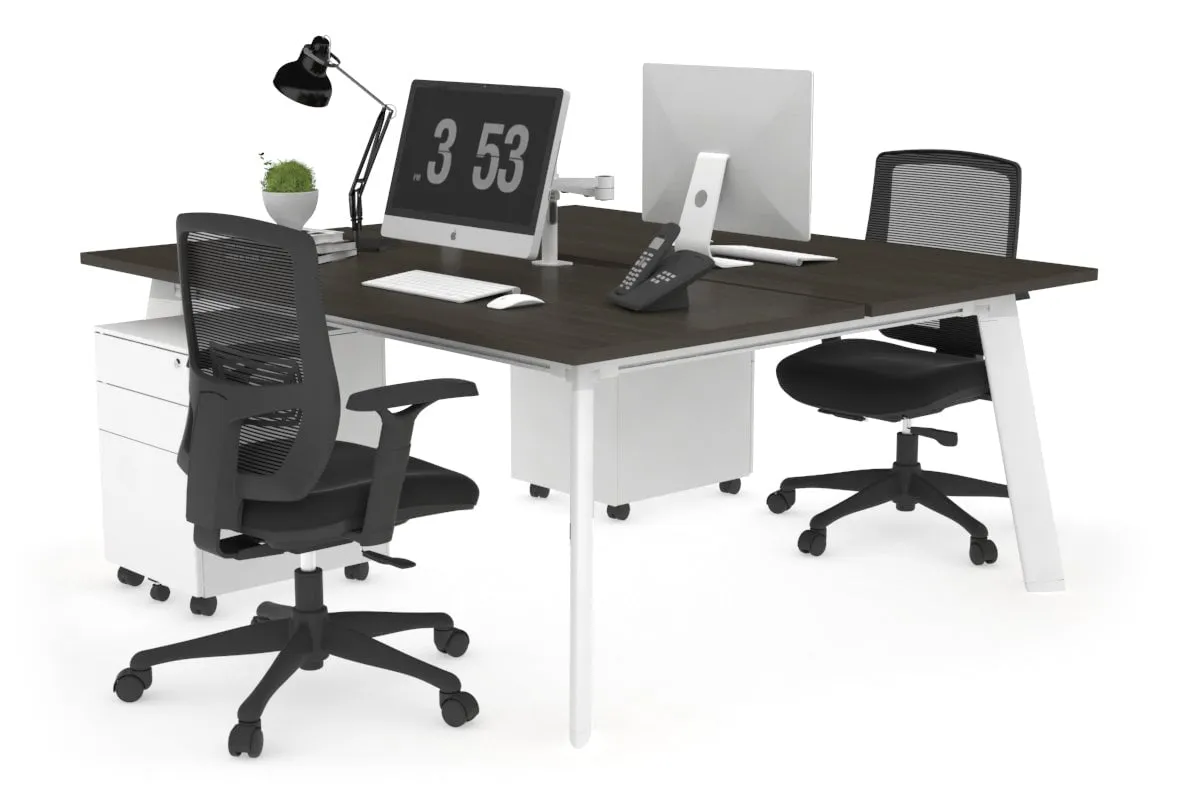 Switch - 2 Person Workstation White Frame [1800L x 800W with Cable Scallop]