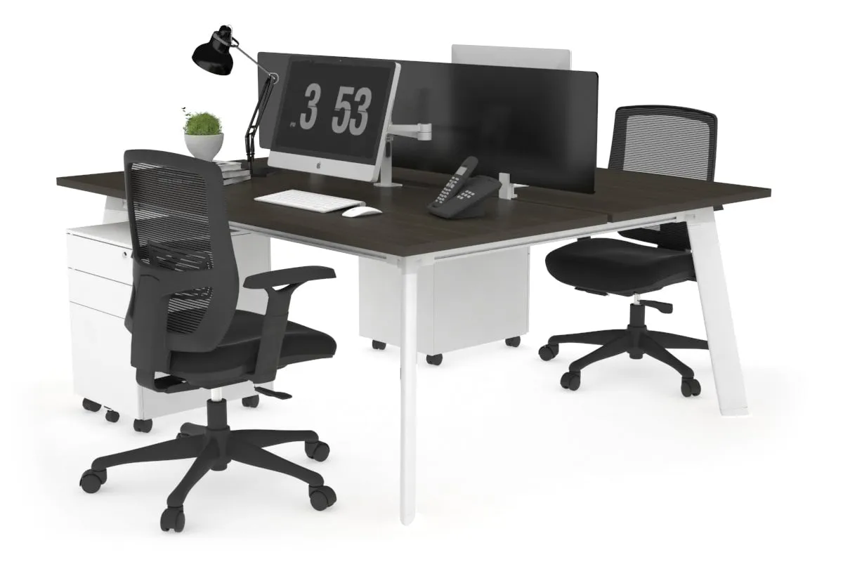 Switch - 2 Person Workstation White Frame [1800L x 800W with Cable Scallop]