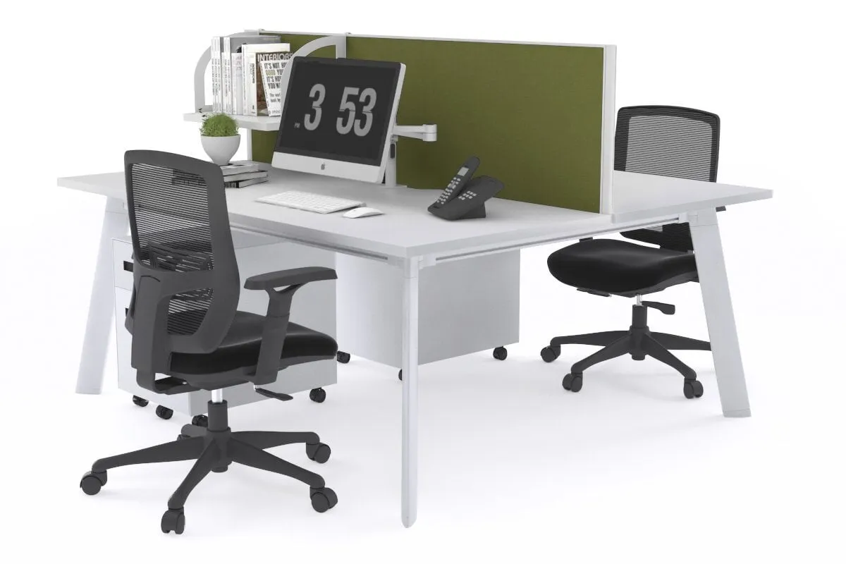 Switch - 2 Person Workstation White Frame [1800L x 800W with Cable Scallop]