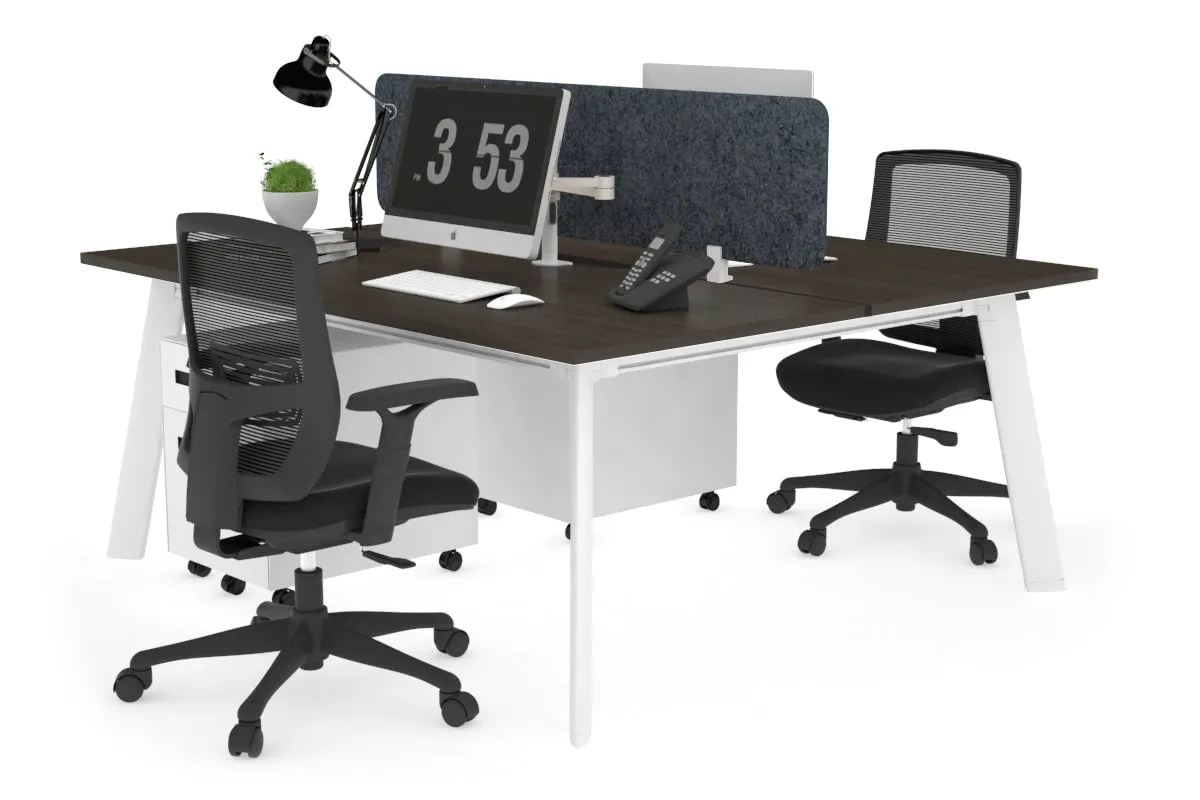 Switch - 2 Person Workstation White Frame [1800L x 800W with Cable Scallop]
