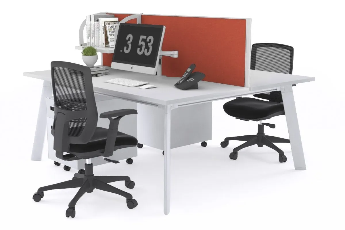 Switch - 2 Person Workstation White Frame [1800L x 800W with Cable Scallop]