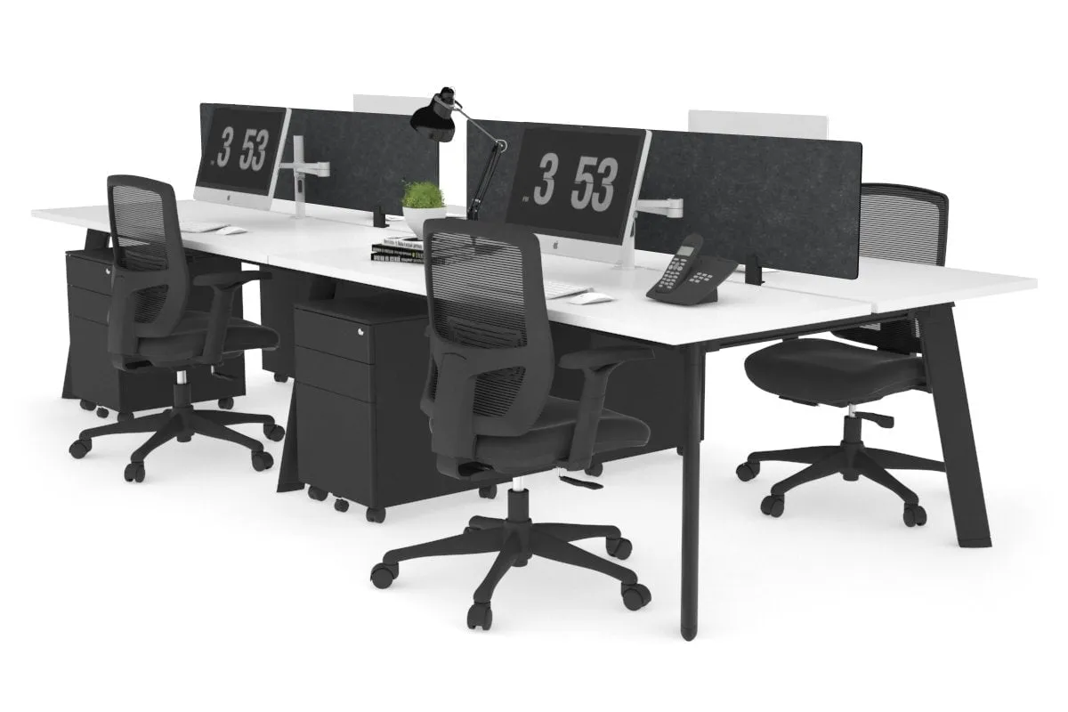 Switch - 4 Person Workstation Black Frame [1600L x 700W]
