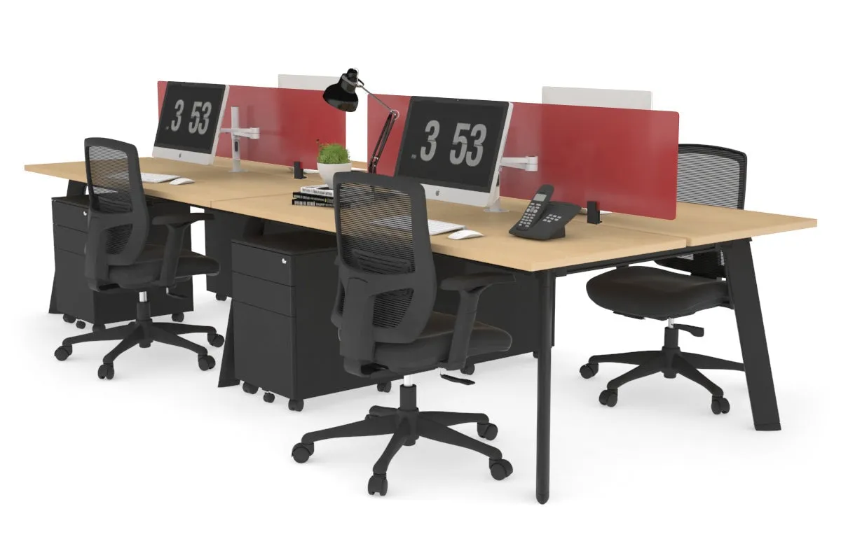 Switch - 4 Person Workstation Black Frame [1600L x 700W]