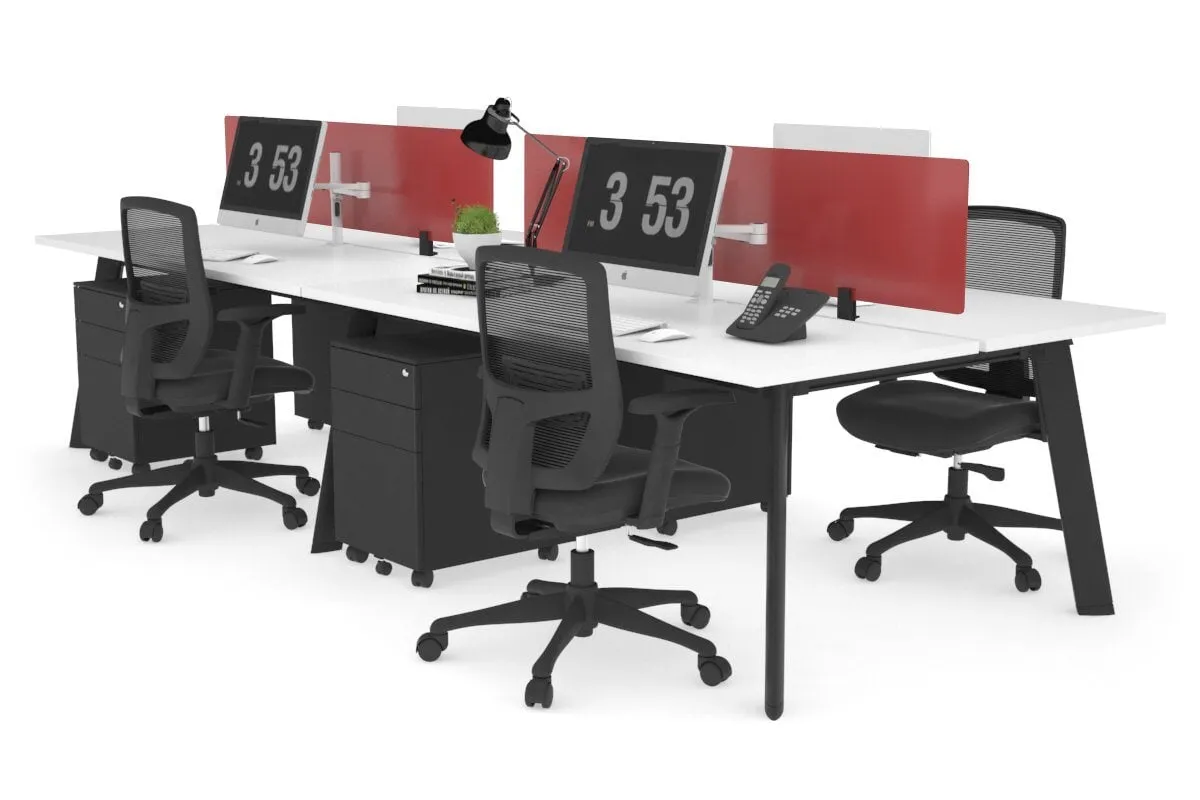 Switch - 4 Person Workstation Black Frame [1600L x 700W]