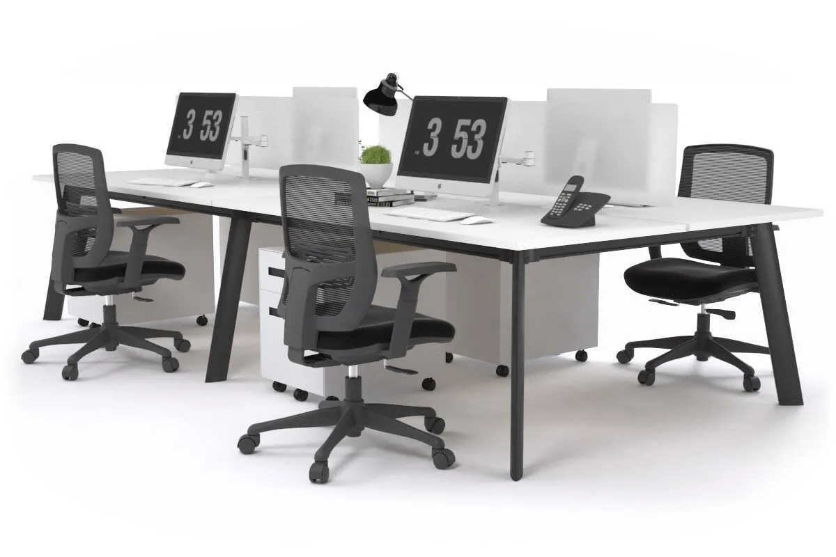 Switch - 4 Person Workstation Black Frame [1600L x 800W with Cable Scallop]
