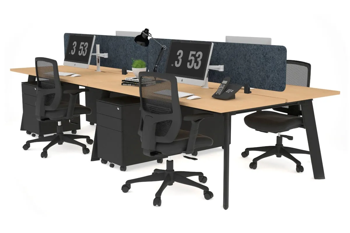 Switch - 4 Person Workstation Black Frame [1600L x 800W with Cable Scallop]