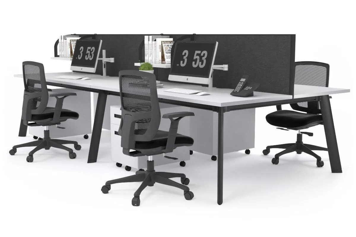 Switch - 4 Person Workstation Black Frame [1600L x 800W with Cable Scallop]