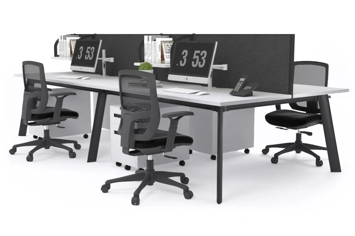 Switch - 4 Person Workstation Black Frame [1800L x 800W with Cable Scallop]